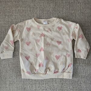 Carters Baby Girl Beige With Hearts Cotton Sweatshirt 12 Months